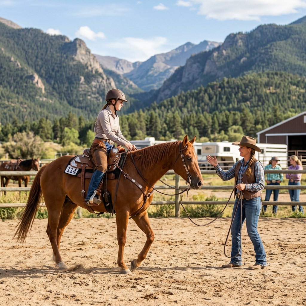 Diana Quintana teaching a riding lesson
